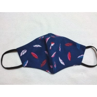 Granatowa Maska Ochronna z bawełny dwuwarstwowa - listeczki